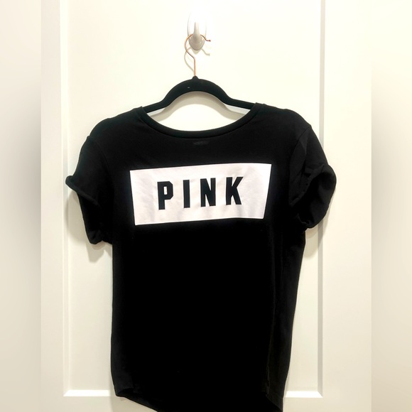 PINK Victoria's Secret Kids Black Tee with White Logo - Picture 1 of 2